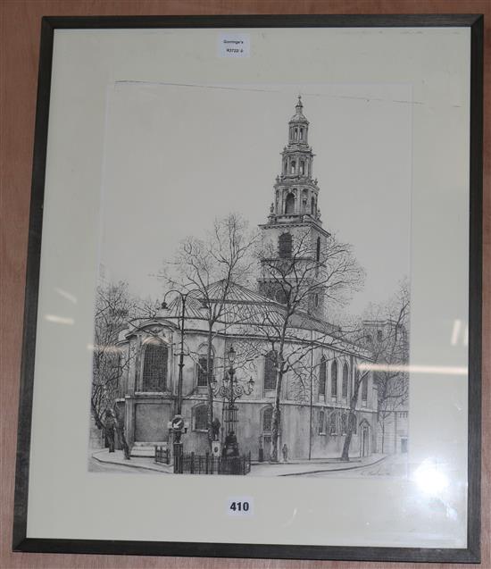 Russell McLean St Clement Danes 19 x 15in.